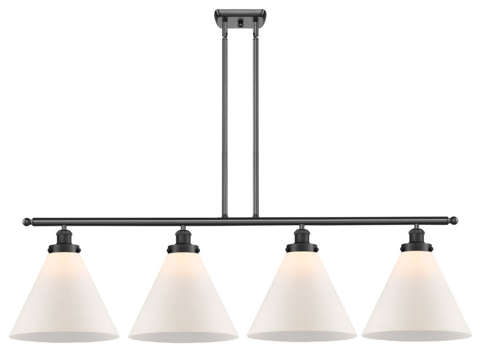 Innovations 916-4I-BK-G41-L Cone 12" 4 Light Island Light, Matte Black
