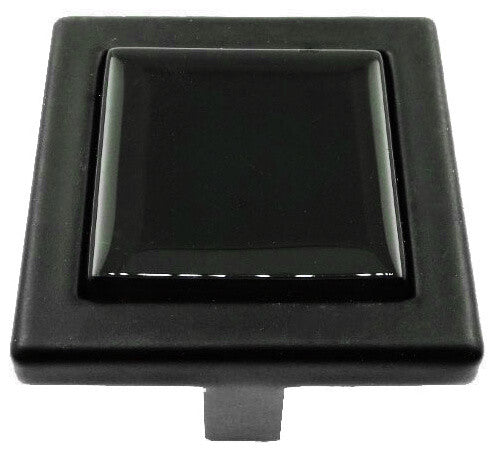 Black Crystal Glass Black Metal Square Manor Knob