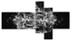 Fractal Silver Flower Explosion, Floral Art Canvas Print, 60"x32", 5 panels