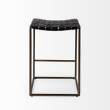 Clarissa Black Woven Leather Seat with Nickel Frame Counter Stool