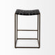 Clarissa Black Woven Leather Seat with Nickel Frame Counter Stool