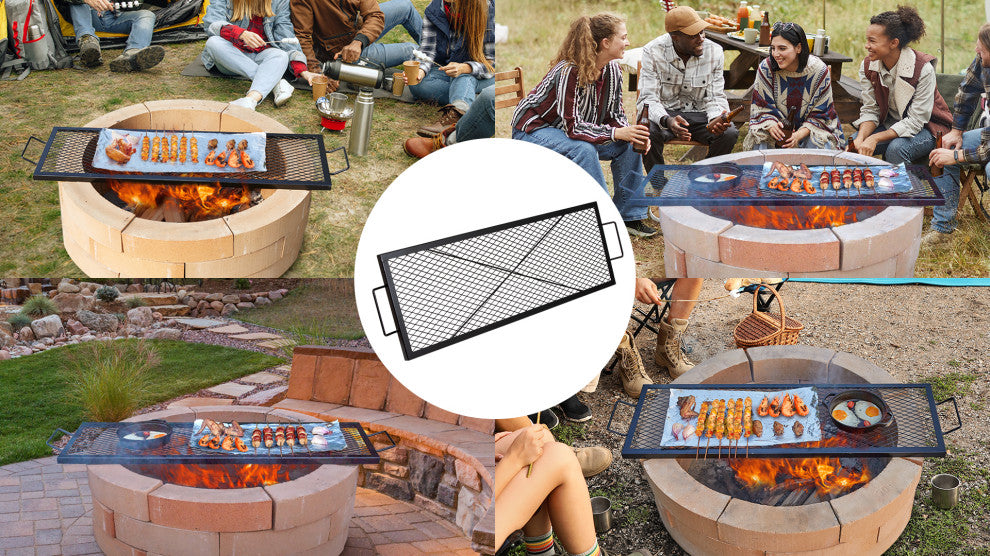 VEVOR 44" Rectangle Cooking Grate Fire Pit Grill Grate X-Marks Heavy-Duty Steel