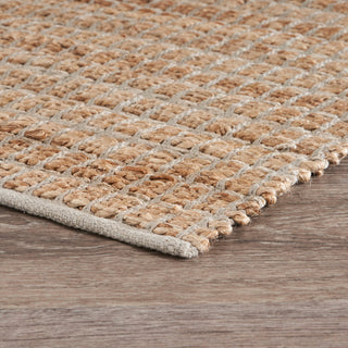 Gray Modern Grid Organic Jute Area Rug, 9'x12'