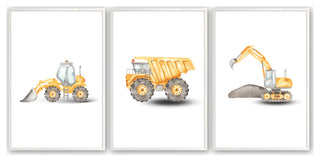 Opaque White 12" x 16" Construction Vehicles, Set of 3
