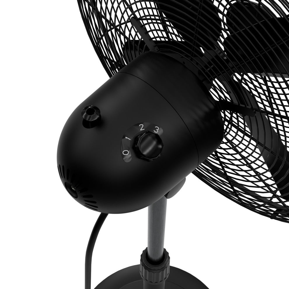 Hunter Classic Matte Black 4-Blade Oscillating 3-speed Standing Fan