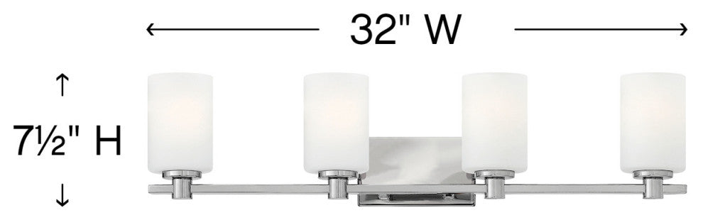 Hinkley Karlie Bathroom Vanity Light, Chrome, 4 Light
