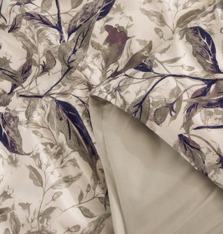 Wispy Leaf Taupe Gray Microfiber Duvet Cover, Cal King