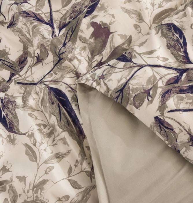 Wispy Leaf Taupe Gray Microfiber Duvet Cover, Cal King