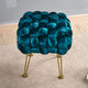 Crushed Velvet Pouf Stool, Dark Teal, 16''x16''x16''