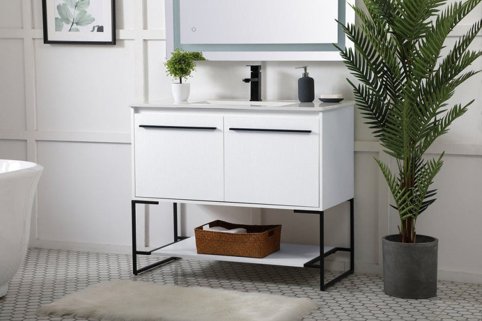 40" Single Bathroom Vanity, White