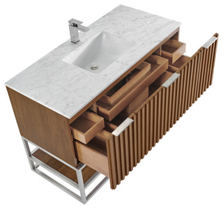 Terra Bathroom Vanity, Walnut/Brushed Nickel, 48", Marble Top