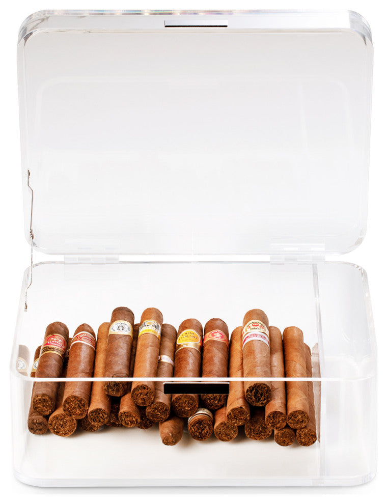 Clear Acrylic Humidor For 60 Cigar, Magnetic Closure