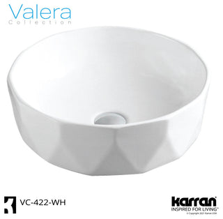 Karran VC-422-WH Valera 17" Vitreous China Vessel Bathroom Sink, White