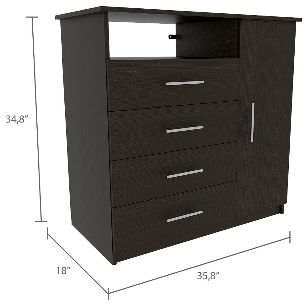 Rioja 4 Drawer Dresser, Black Wengue