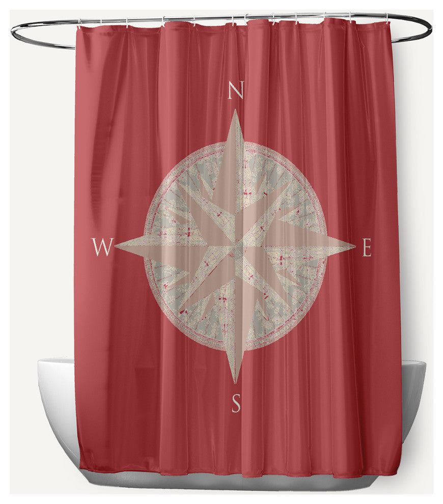 Compass Ligonberry Red 70" w x 73" h Shower Curtain