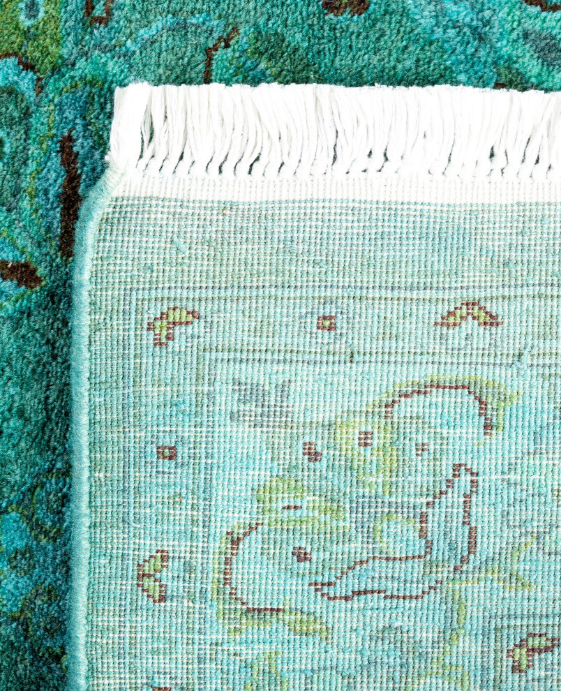 Overdyed One-of-a-Kind Hand-Knotted Area Rug Green, 2' 7" x 12' 2"