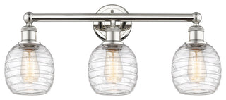Belfast 3-Light 24" Bath Vanity Light, Polished Nickel, Deco Swirl