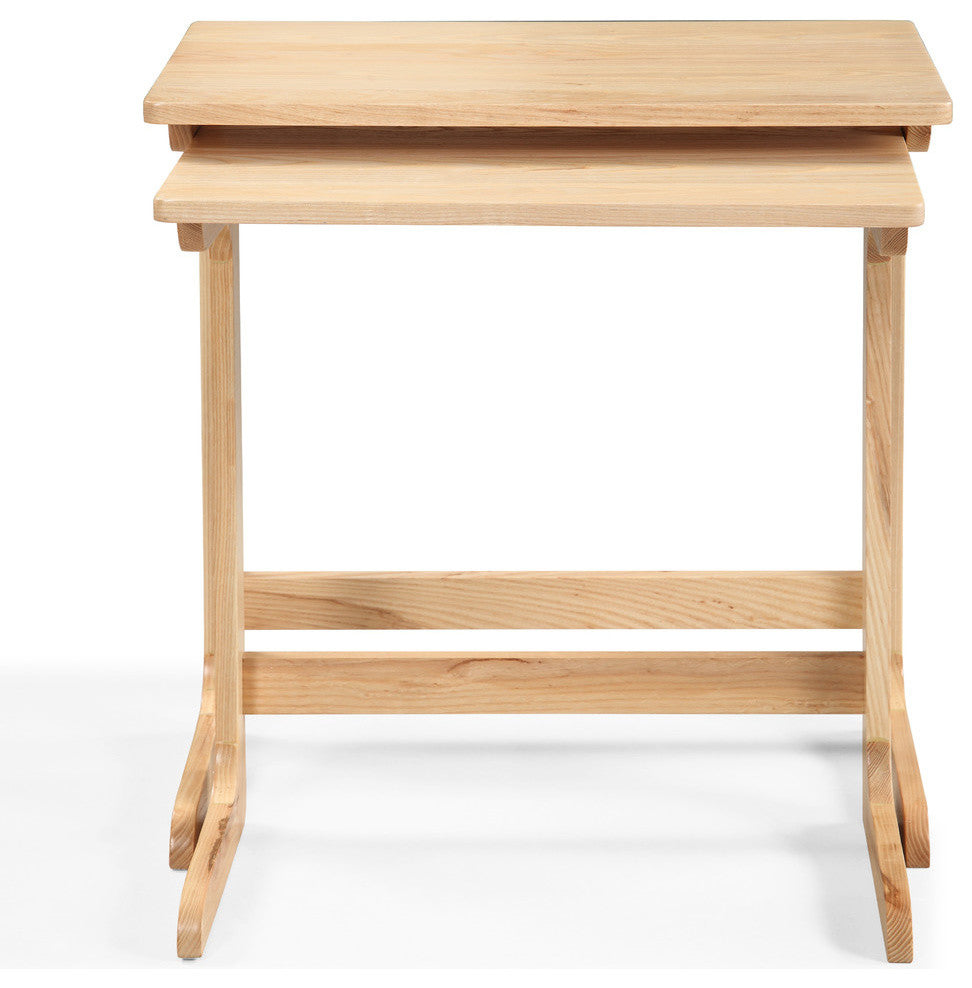 2-Piece Savannah Contemporary Stacking TV Table Tray Set, Natrual Gray