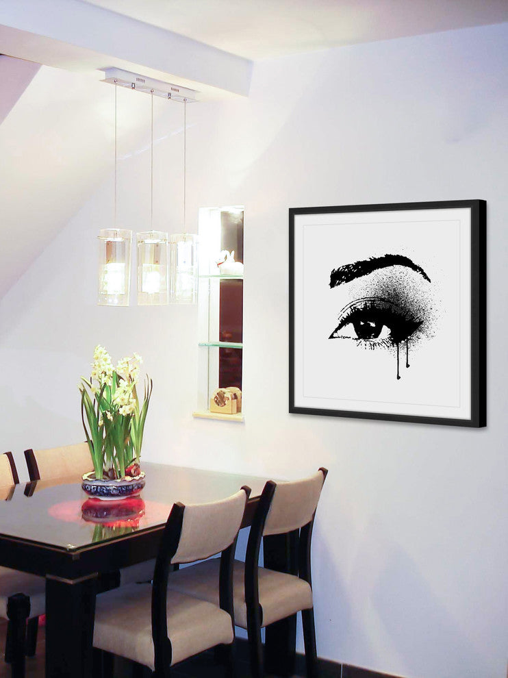 Marmont Hill, "Black Drip Eye" by Amanda Greenwood Framed Painting Print, 18x18