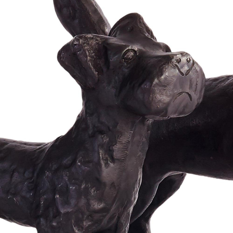 Vintage Style Set of 3 Terrier Dog Statues Black Bronze Metal Scottie Westie