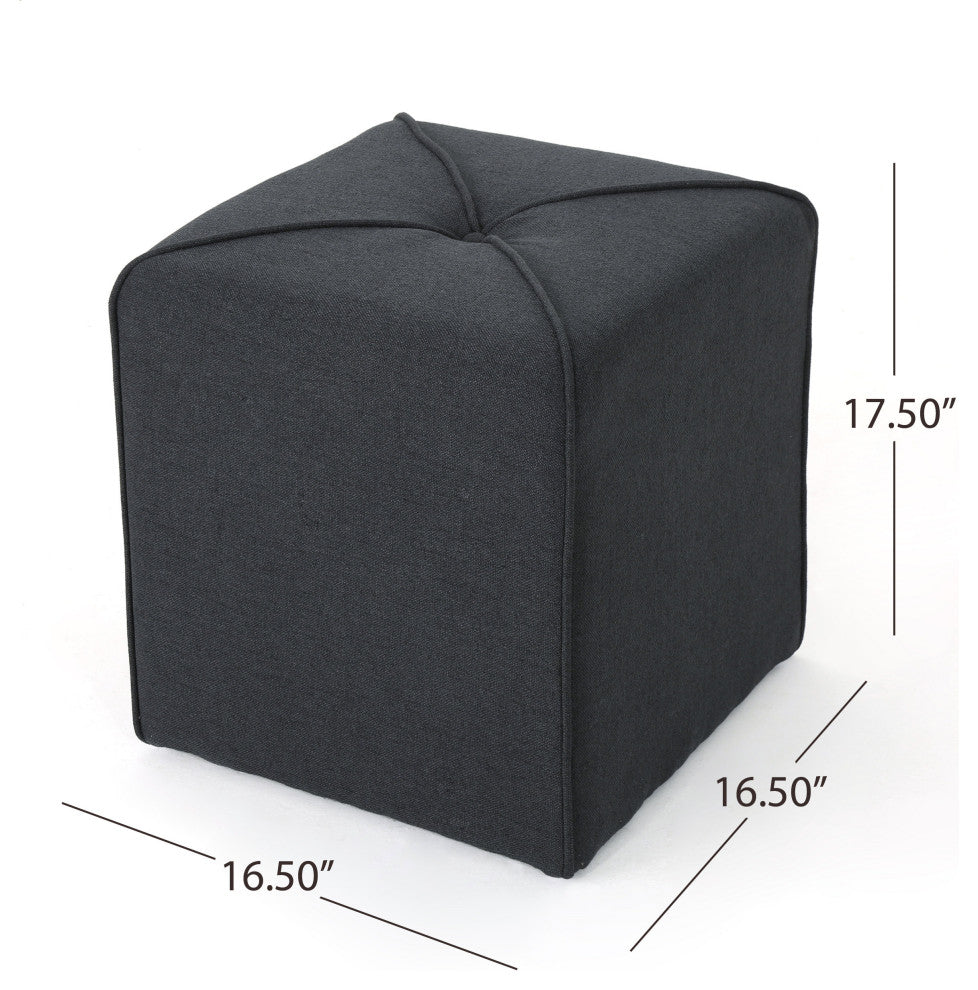 GDF Studio Tammy Fabric Square Ottoman, Dark Charcoal