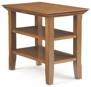 Acadian Solid Wood 14" Wide Rectangle Narrow Side Table In Light Golden Brown