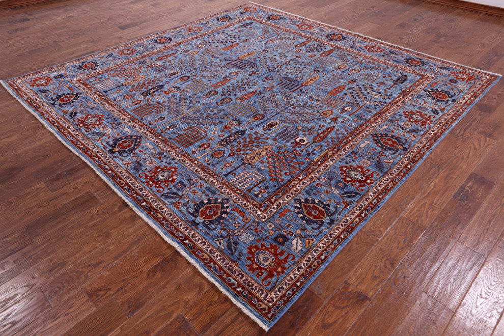 9' Square Persian Ziegler Hand Knotted Wool Rug Q10403