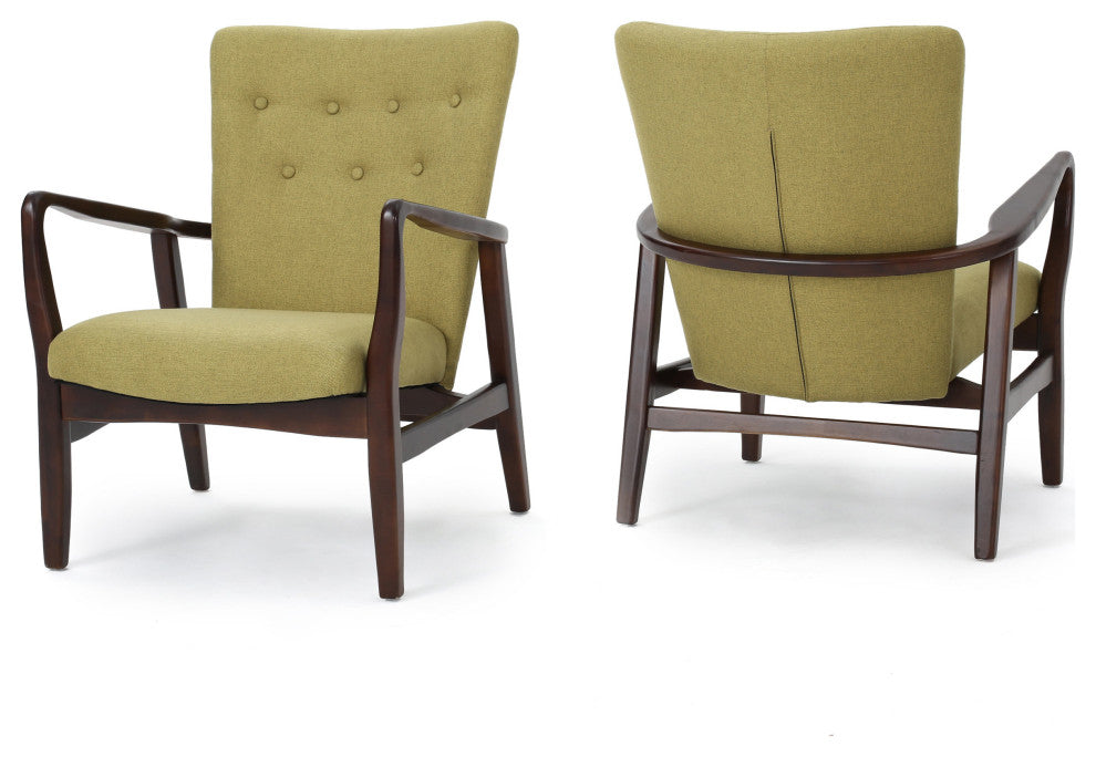 GDF Studio Suffolk French Style Fabric Arm Chairs, Wasabi, Set of 2