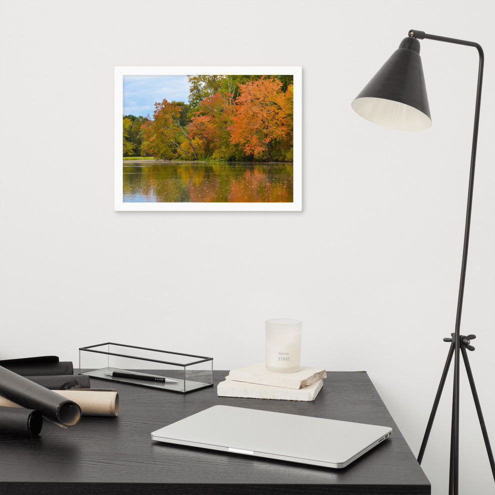 Autumn Tree Line Rural Landscape Framed Photo Paper Wall Art Prints, White, 12" X 16"