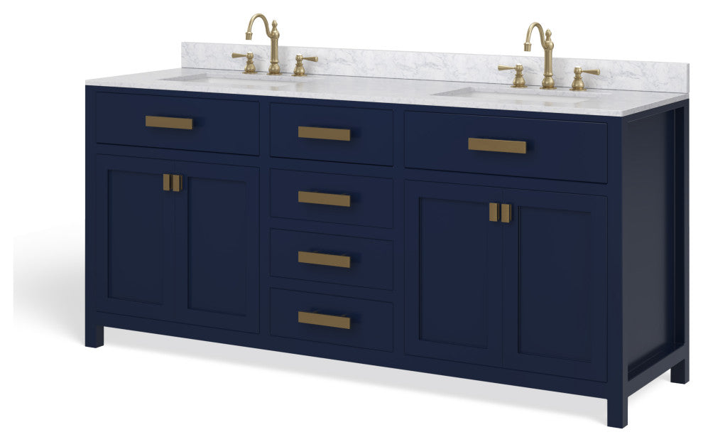 The Savoy Bathroom Vanity, Monarch Blue, 72", Double, Without Mirror, Freestanding