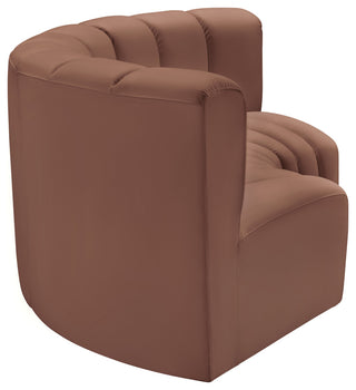 Arc Vegan Leather Upholstered 3-Pc. Inward Curved Modular Sectional, Cognac