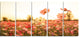 Cosmos Flowers on Sunset Background, Floral Canvas Art Print, 60"x28", 5 Panels