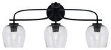 Cavella 3 Light Bath Bar, Matte Black Finish, 6" Smoke Bubble Glass