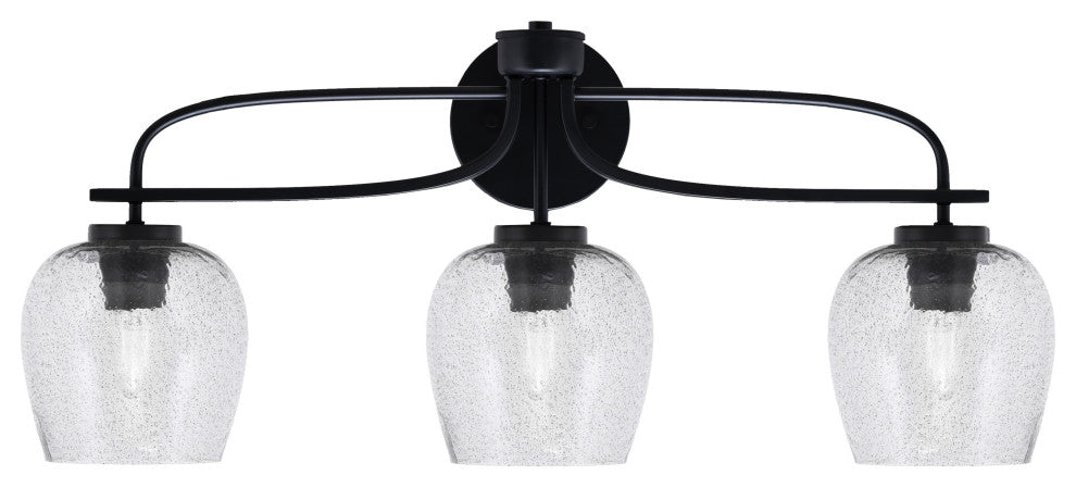 Cavella 3 Light Bath Bar, Matte Black Finish, 6" Smoke Bubble Glass