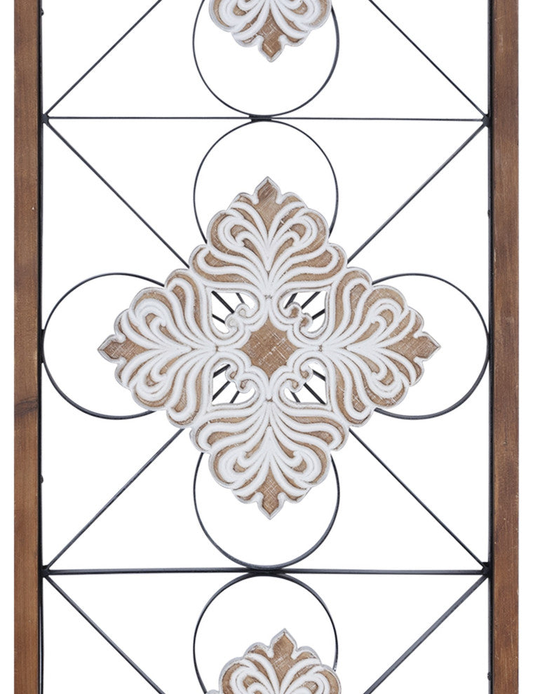 Framed Floral Print Scroll Wall Art