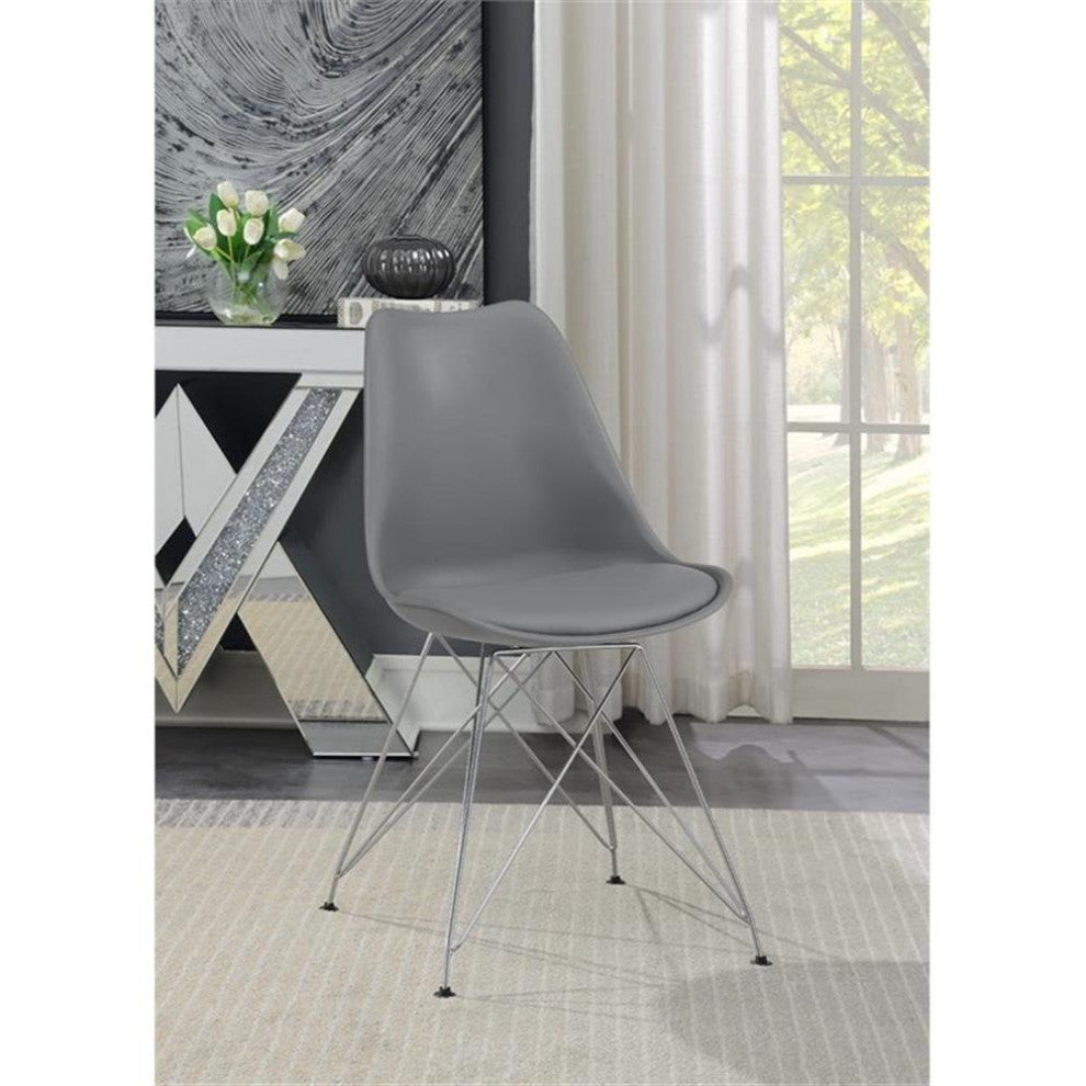 Pemberly Row 19" Upholstered Faux Leather Side Chair in Gray