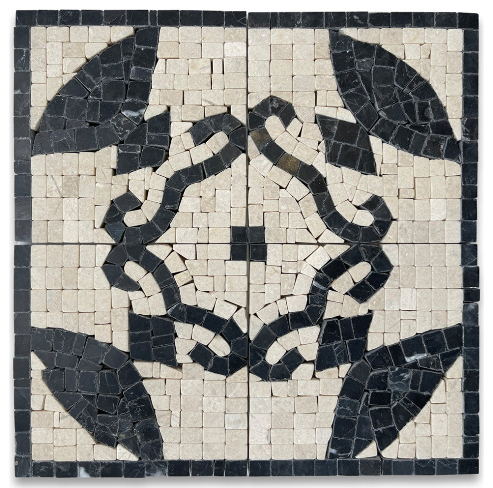 Marble Mosaic Border Decorative Tile Royal Nero 4x4 Polished Tumbled, 1 piece