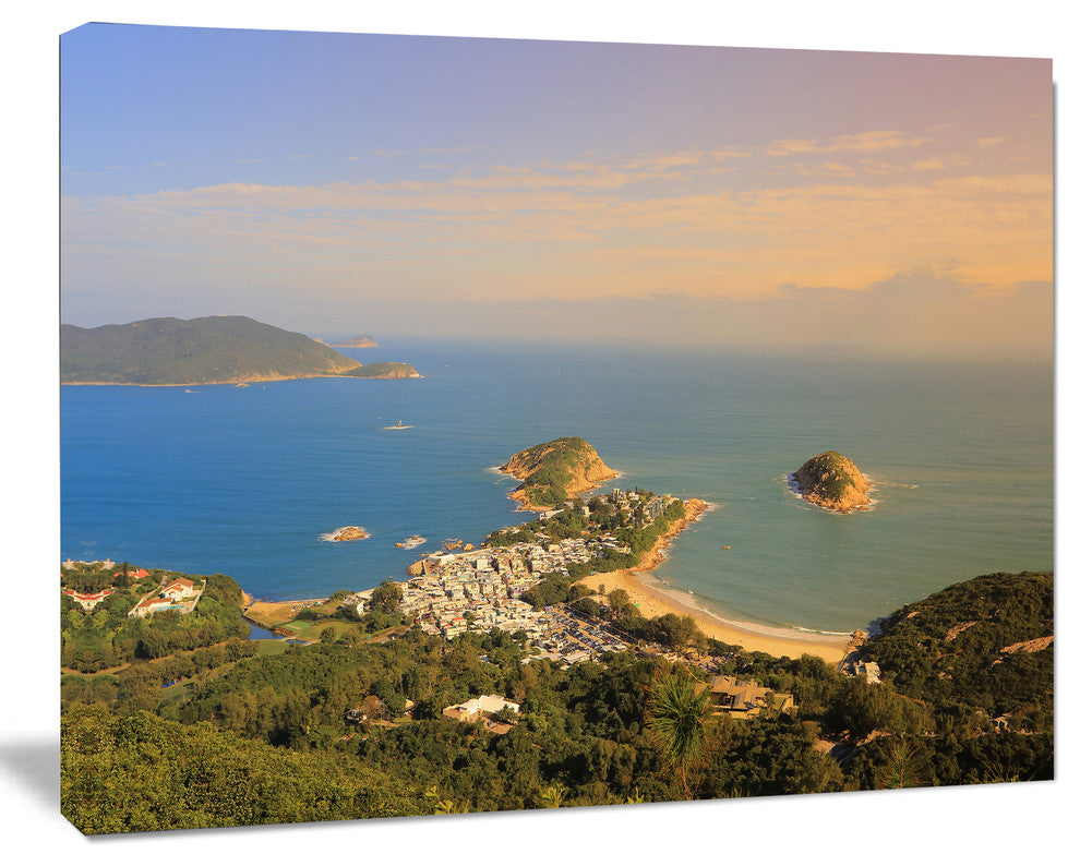 Green Tropical Hiking Route, Oversized Seashore Wall Art on Canvas, 60x40