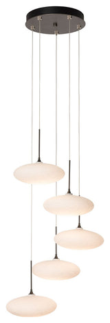 Clouds 5-Light Pendant, Dark Smoke, Standard Height