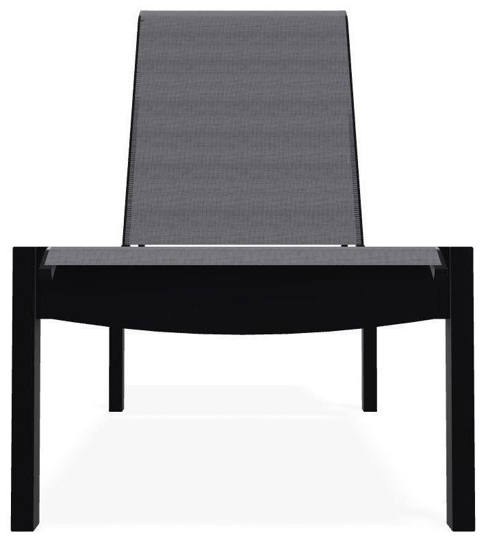 Leeward Sling Stackable Outdoor Chaise Lounge, Augustine Pewter/Black