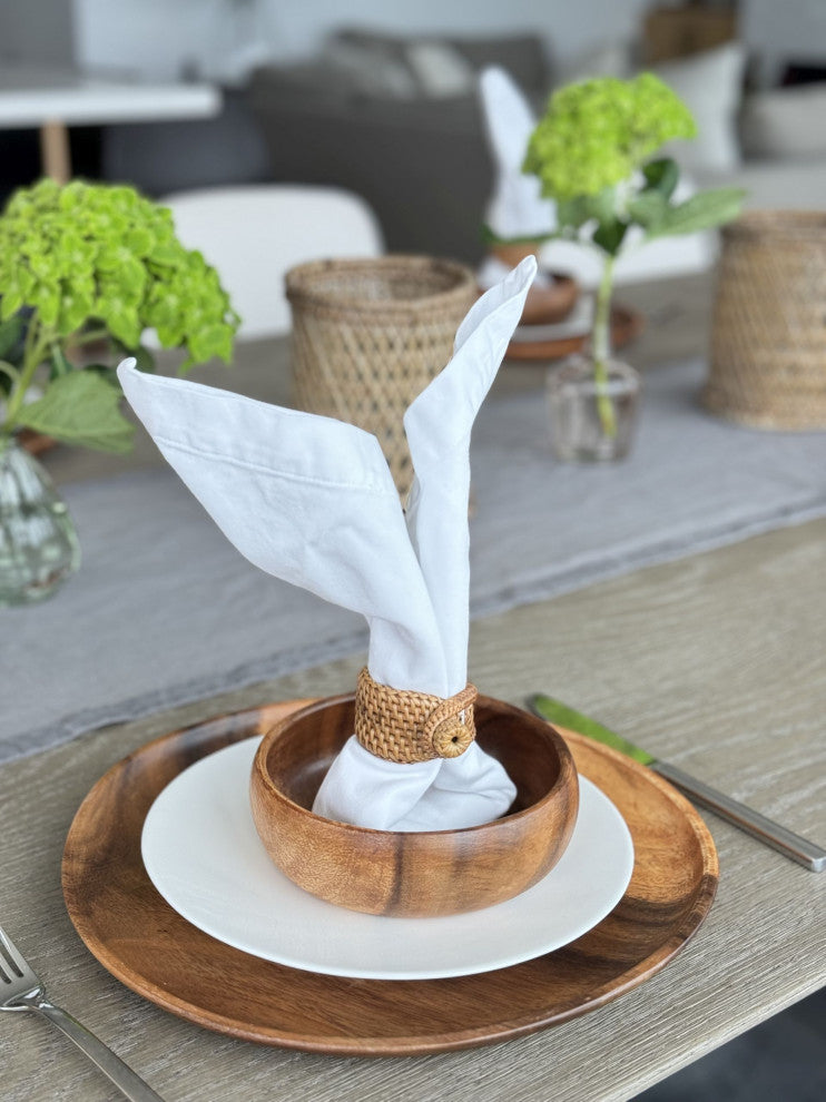 Loma Rattan Napkin Rings, Set of 4 Rings, Honey Brown