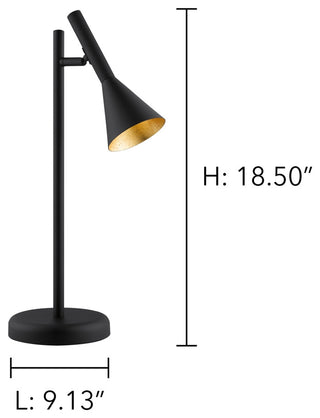 Cortaderas 1-Light Table Lamp, Black, Black Exterior Gold Interior Shade