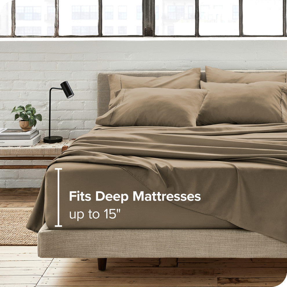 Bare Home 6-Piece Microfiber Sheet Set, Taupe, Full