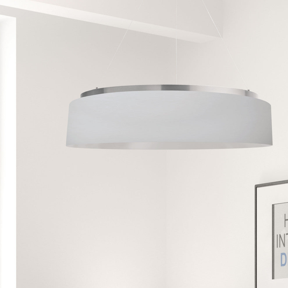Circulo Modern 1 Light White Silver Fabric Chandelier