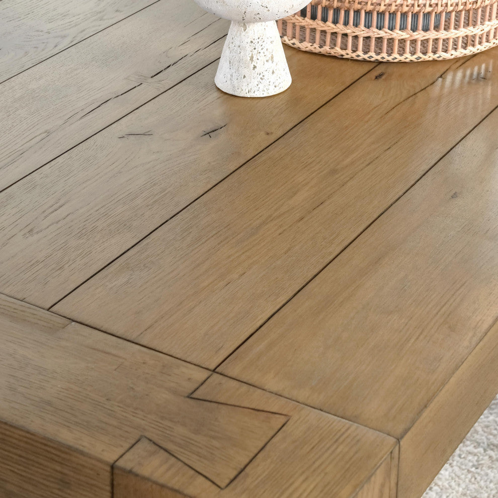 Kingston 89" Reclaimed Oak Wood Dining Table, Natural Tone