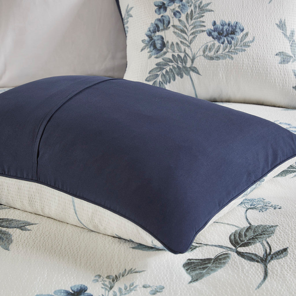 Madison Park Zennia Watercolor Flora 7-Piece Comforter Set, Blue