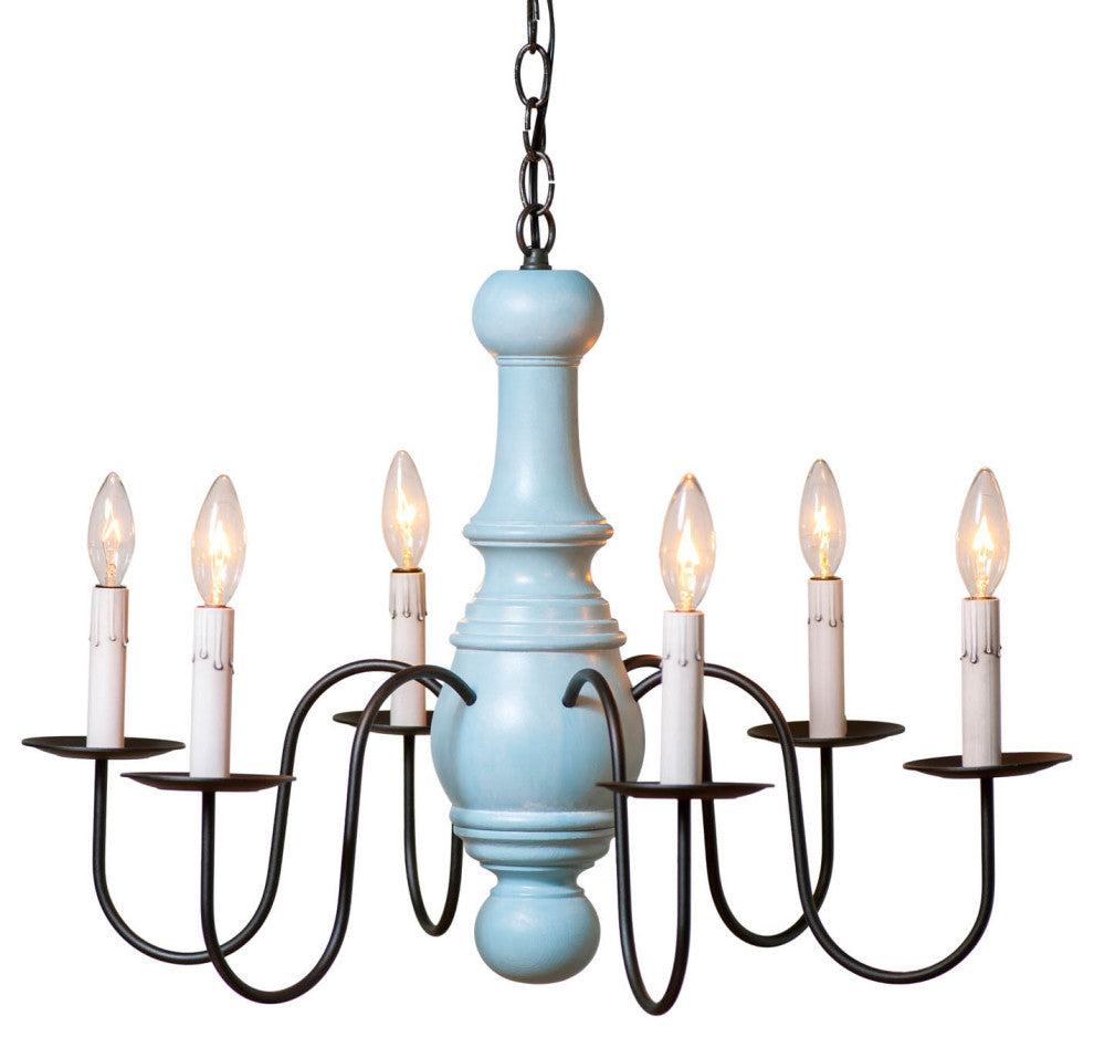 Irvins Country Tinware Maple Glenn Chandelier in Misty Blue - 6 Light