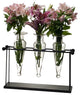 Triple Amphorae on Iron Stand With Finials Vases, Clear