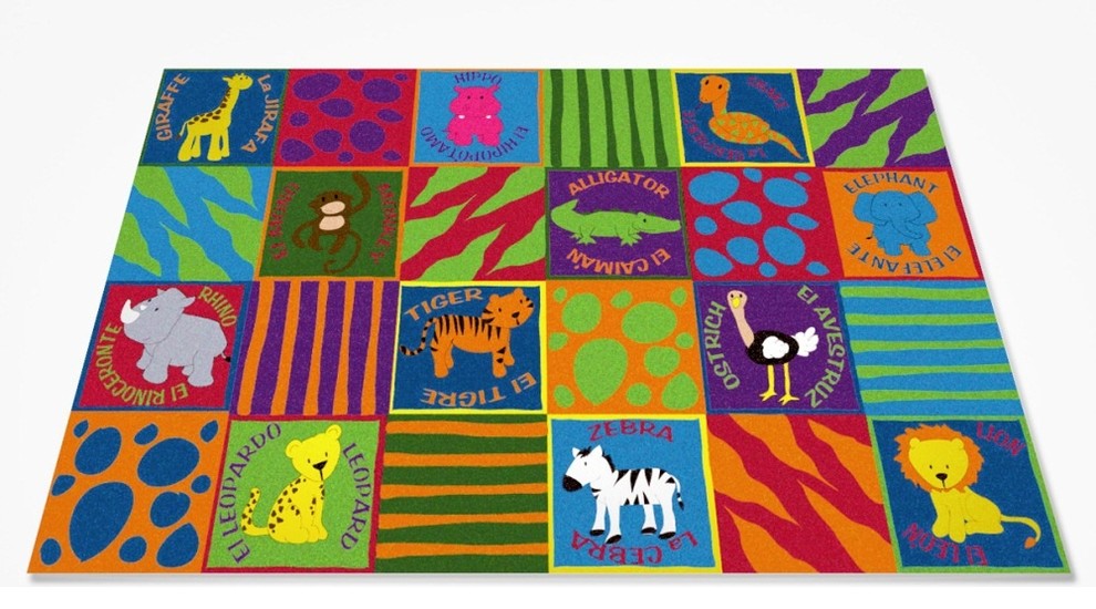 Bilingual Animals Rug, 76" X 12