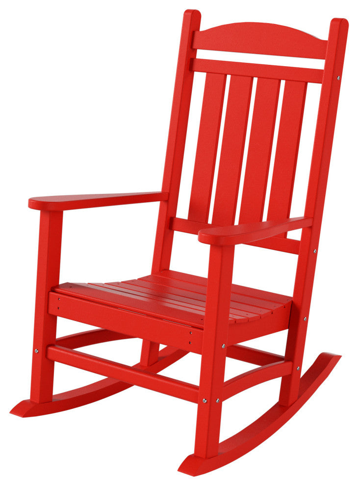 WestinTrends 2PC Outdoor Patio HDPE Adirondack Porch Rocking Chair Set, Red